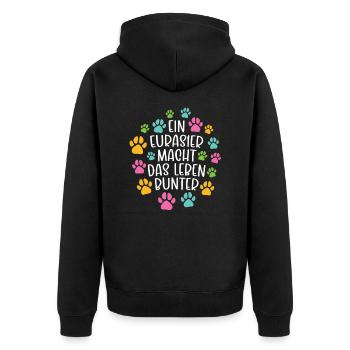 Eurasier machen Leben bunter Hund - Unisex Premium Bio Zip Hoodie - Schwarz - Hinten - Nico (187cm)
