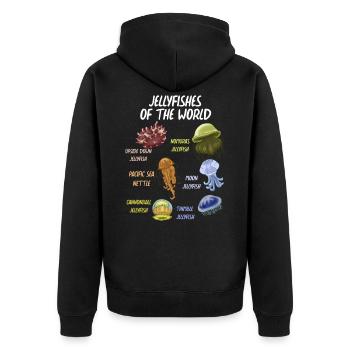 Qualle - Unisex Premium Bio Zip Hoodie - Schwarz - Hinten - Nico (187cm)