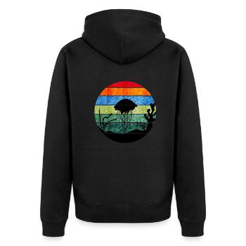 Qualle - Unisex Premium Bio Zip Hoodie - Schwarz - Hinten - Nico (187cm)