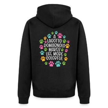 Lagotto Romagnolo faire la vie chien coloré - Veste à capuche bio Premium Unisexe - noir - Dos - Nico (187cm)