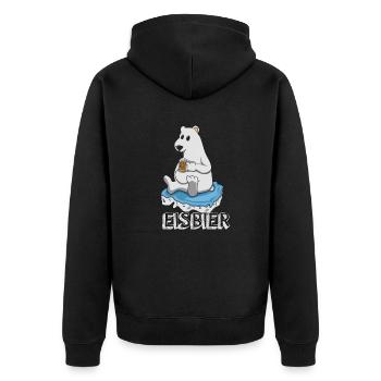 Eisbier Eisbär Bier Geschenk - Unisex Premium Bio Zip Hoodie - Schwarz - Hinten - Nico (187cm)