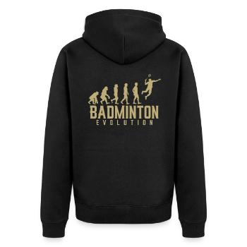 Lustiger Pickleball Badminton Federball - Unisex Premium Bio Zip Hoodie - Schwarz - Hinten - Nico (187cm)