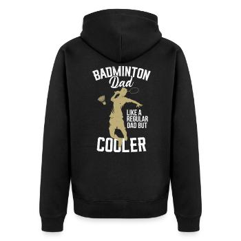 Lustiger Pickleball Badminton Federball - Unisex Premium Bio Zip Hoodie - Schwarz - Hinten - Nico (187cm)