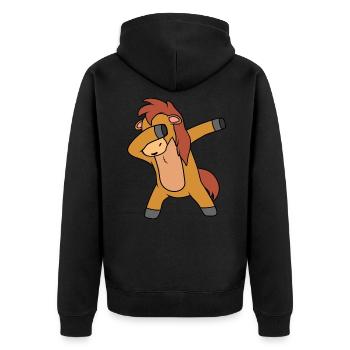 Horse - Unisex Premium Organic Zip Hoodie - black - Back - Nico (187cm)