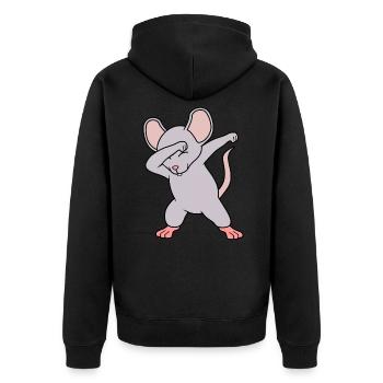 Mouse - Unisex Premium Organic Zip Hoodie - black - Back - Nico (187cm)