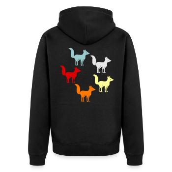 Fox - Unisex Premium Organic Zip Hoodie - black - Back - Nico (187cm)