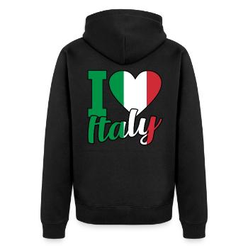Italian Italy Flag Italia - Unisex Premium Organic Zip Hoodie - black - Back - Nico (187cm)