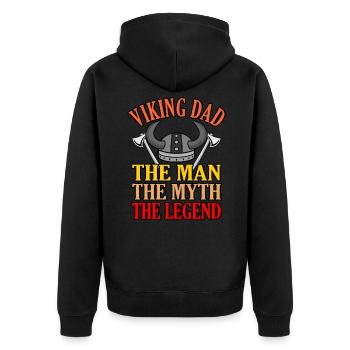 Wikinger - Unisex Premium Bio Zip Hoodie - Schwarz - Hinten - Nico (187cm)