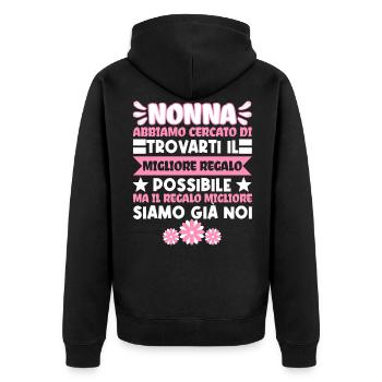 Nonna Festa della Mamma migliore Nonna del mondo - Unisex Premium Bio Zip Hoodie - Schwarz - Hinten - Nico (187cm)