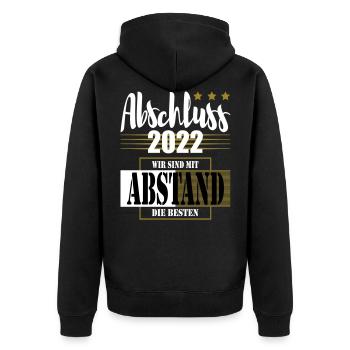 Abschluss 2022 Wir sind mit Abstand die Besten - Unisex Premium Bio Zip Hoodie - Schwarz - Hinten - Nico (187cm)