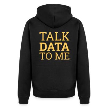 "Talk Data Data Science | Data Science" - Unisex Premium Organic Zip Hoodie - black - Back - Nico (187cm)