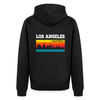 Los Angeles, California - Unisex Premium Organic Zip Hoodie - black - Back - Nico (187cm)