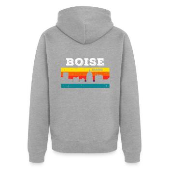 Boise Idaho - Veste à capuche bio Premium Unisexe - gris chiné - Dos - Nico (187cm)