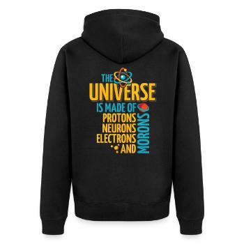 Wissenschaft - Unisex Premium Bio Zip Hoodie - Schwarz - Hinten - Nico (187cm)