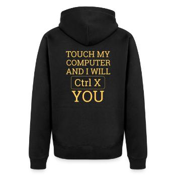 "Touch Computer | Computer Science" - Unisex Premium Organic Zip Hoodie - black - Back - Nico (187cm)