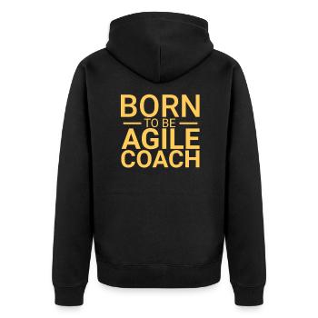 "Agile Coach Born | Agile" - Unisex Premium Organic Zip Hoodie - black - Back - Nico (187cm)