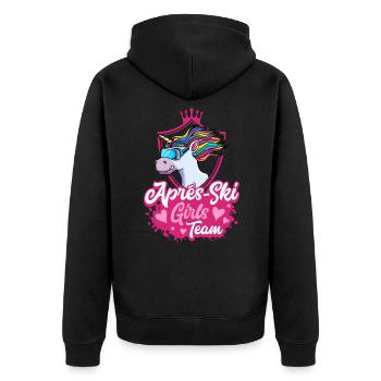 apres ski einhorn girls team - Unisex Premium Bio Zip Hoodie - Schwarz - Hinten - Nico (187cm)