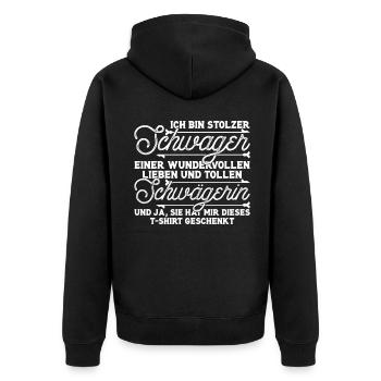 Stolzer Schwager einer Schwägerin bestes Geschenk - Unisex Premium Bio Zip Hoodie - Schwarz - Hinten - Nico (187cm)
