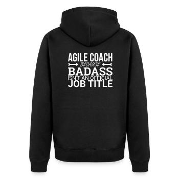 "Agile Coach Badass | Agile" - Unisex Premium Organic Zip Hoodie - black - Back - Nico (187cm)