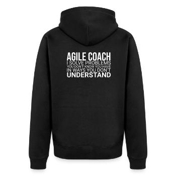 "Agile Coach Solve Problem | Agile" - Unisex Premium Bio Zip Hoodie - Schwarz - Hinten - Nico (187cm)