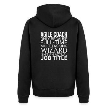 "Agile Coach Wizard | Agile" - Unisex Premium Organic Zip Hoodie - black - Back - Nico (187cm)
