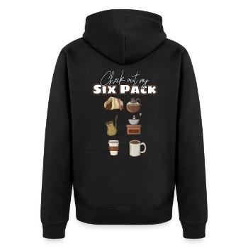 Kaffee - Unisex Premium Bio Zip Hoodie - Schwarz - Hinten - Nico (187cm)