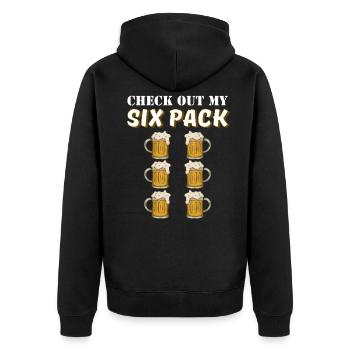 Bier - Unisex Premium Bio Zip Hoodie - Schwarz - Hinten - Nico (187cm)