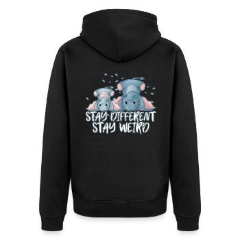 Elefant - Unisex Premium Bio Zip Hoodie - Schwarz - Hinten - Nico (187cm)