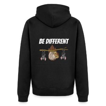 Eulenfledermaus - Unisex Premium Bio Zip Hoodie - Schwarz - Hinten - Nico (187cm)