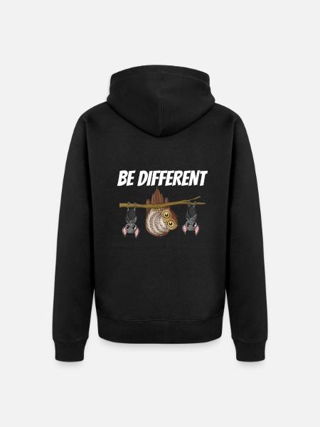 Owl bat - Unisex Premium Organic Zip Hoodie - black