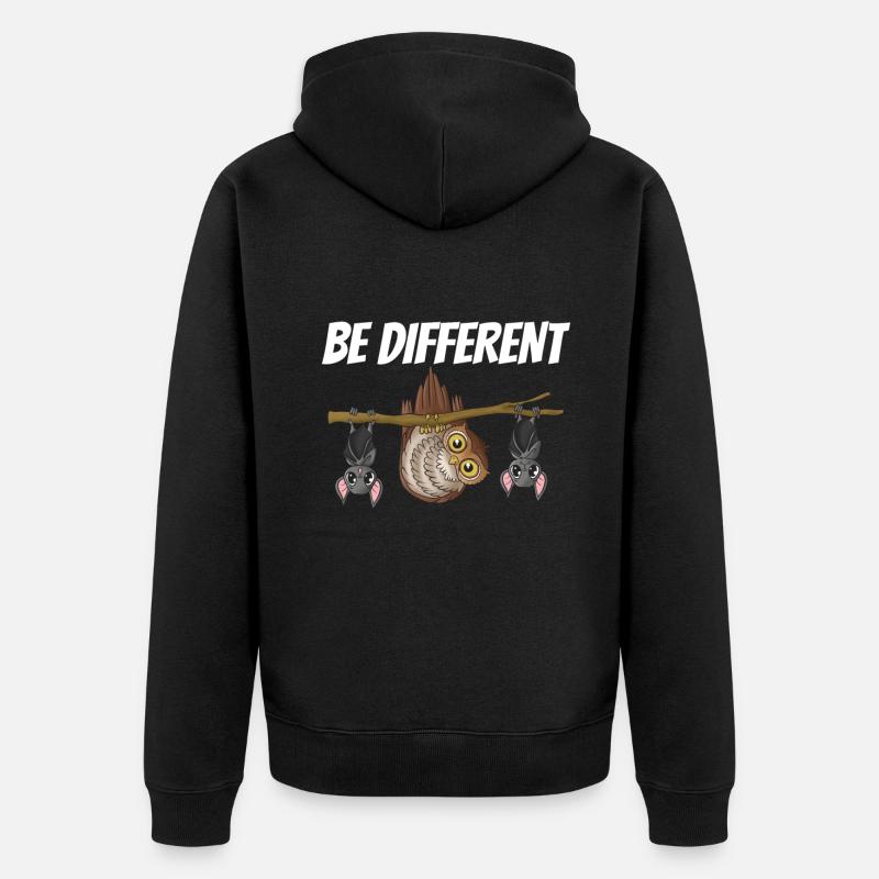 Eulenfledermaus - Unisex Premium Bio Zip Hoodie - Schwarz