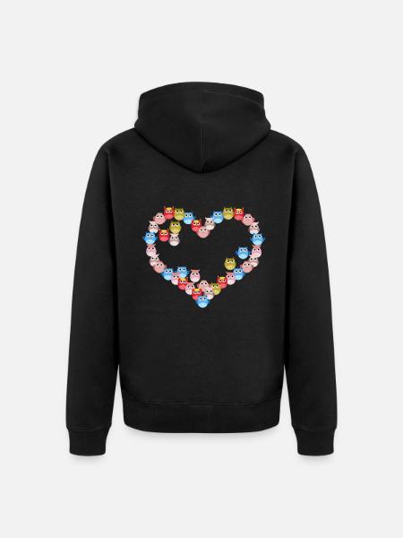 Bunte Herz-eule - Unisex Premium Bio Zip Hoodie - Schwarz