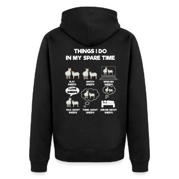 Sheep - Unisex Premium Organic Zip Hoodie - black - Back - Nico (187cm)