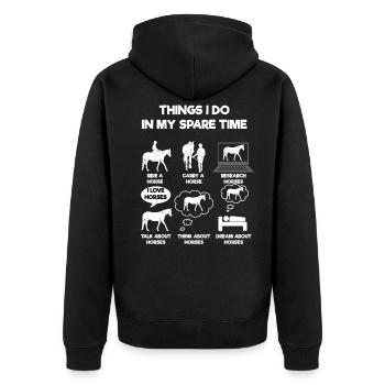 Pferd - Unisex Premium Bio Zip Hoodie - Schwarz - Hinten - Nico (187cm)