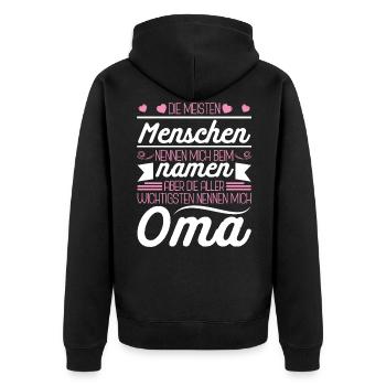 Oma Großmutter Spruch Muttertag Geschenk Beste Oma - Unisex Premium Bio Zip Hoodie - Schwarz - Hinten - Nico (187cm)