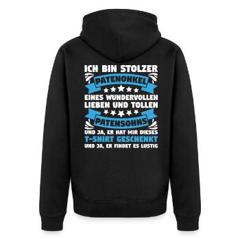 Stolzer Patenonkel vom Patensohn Taufpate Geschenk - Unisex Premium Bio Zip Hoodie - Schwarz - Hinten - Nico (187cm)