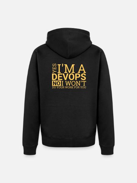 "DevOps Work | Softwareentwicklung" - Unisex Premium Bio Zip Hoodie - Schwarz