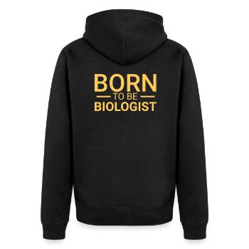 "Biologist Born | Biology" - Unisex Premium Organic Zip Hoodie - black - Back - Nico (187cm)