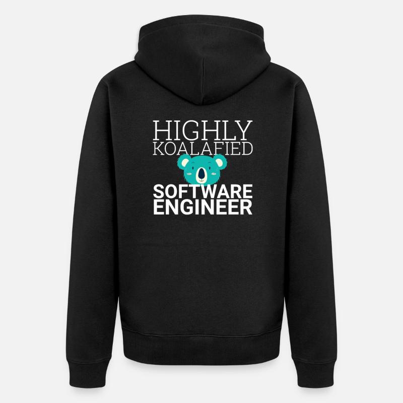"Software Engineer Koalafied | Programming" - Unisex Premium Organic Zip Hoodie - black