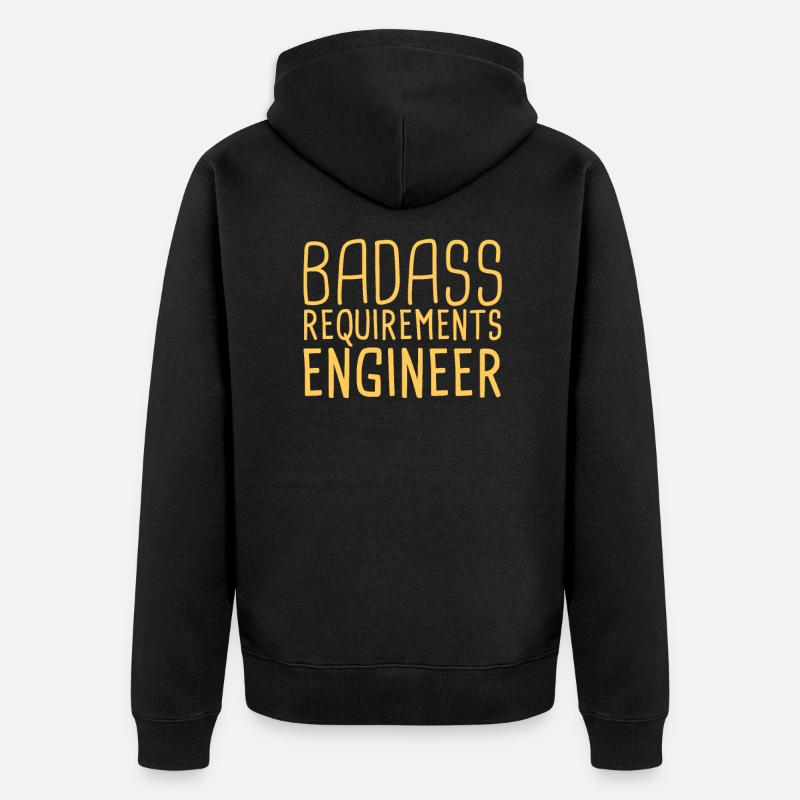 "Requirements Engineer Badass | Engineering" - Unisex Premium Bio Zip Hoodie - Schwarz