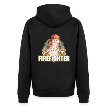 Feuerwehrmann - Unisex Premium Bio Zip Hoodie - Schwarz - Hinten - Nico (187cm)
