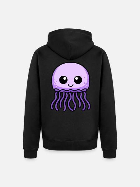 Qualle Comic Tier - Unisex Premium Bio Zip Hoodie - Schwarz