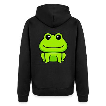Frog Comic Animal - Unisex Premium Organic Zip Hoodie - black - Back - Nico (187cm)
