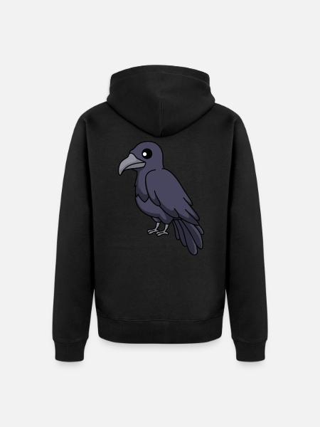 Crow Comic Animal - Unisex Premium Organic Zip Hoodie - black