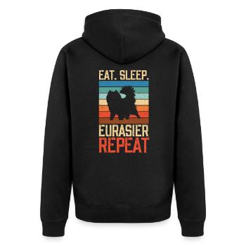 Manger Sleep Eurasier Répéter Vintage - Veste à capuche bio Premium Unisexe - noir - Dos - Nico (187cm)