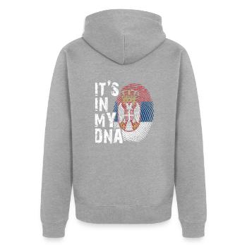C’est dans mon ADN Serbie Serbien - Veste à capuche bio Premium Unisexe - gris chiné - Dos - Nico (187cm)