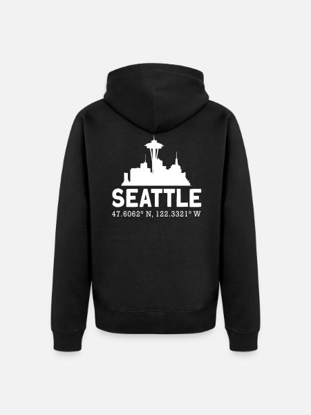 Seattle - Unisex Premium Organic Zip Hoodie - black