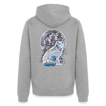 Polar fox - Unisex Premium Organic Zip Hoodie - heather grey - Back - Nico (187cm)