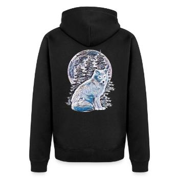 Polarfuchs - Unisex Premium Bio Zip Hoodie - Schwarz - Hinten - Nico (187cm)