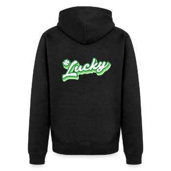 St. Patrick's Day - Unisex Premium Organic Zip Hoodie - black - Back - Nico (187cm)